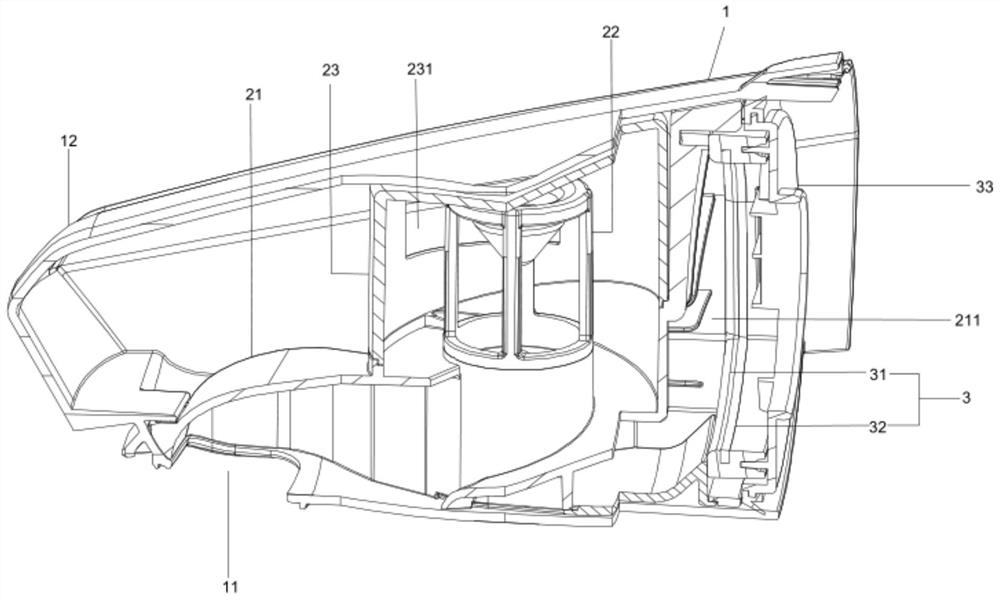 Dust-air separation device applied to dust cup of dust collector and dust collector