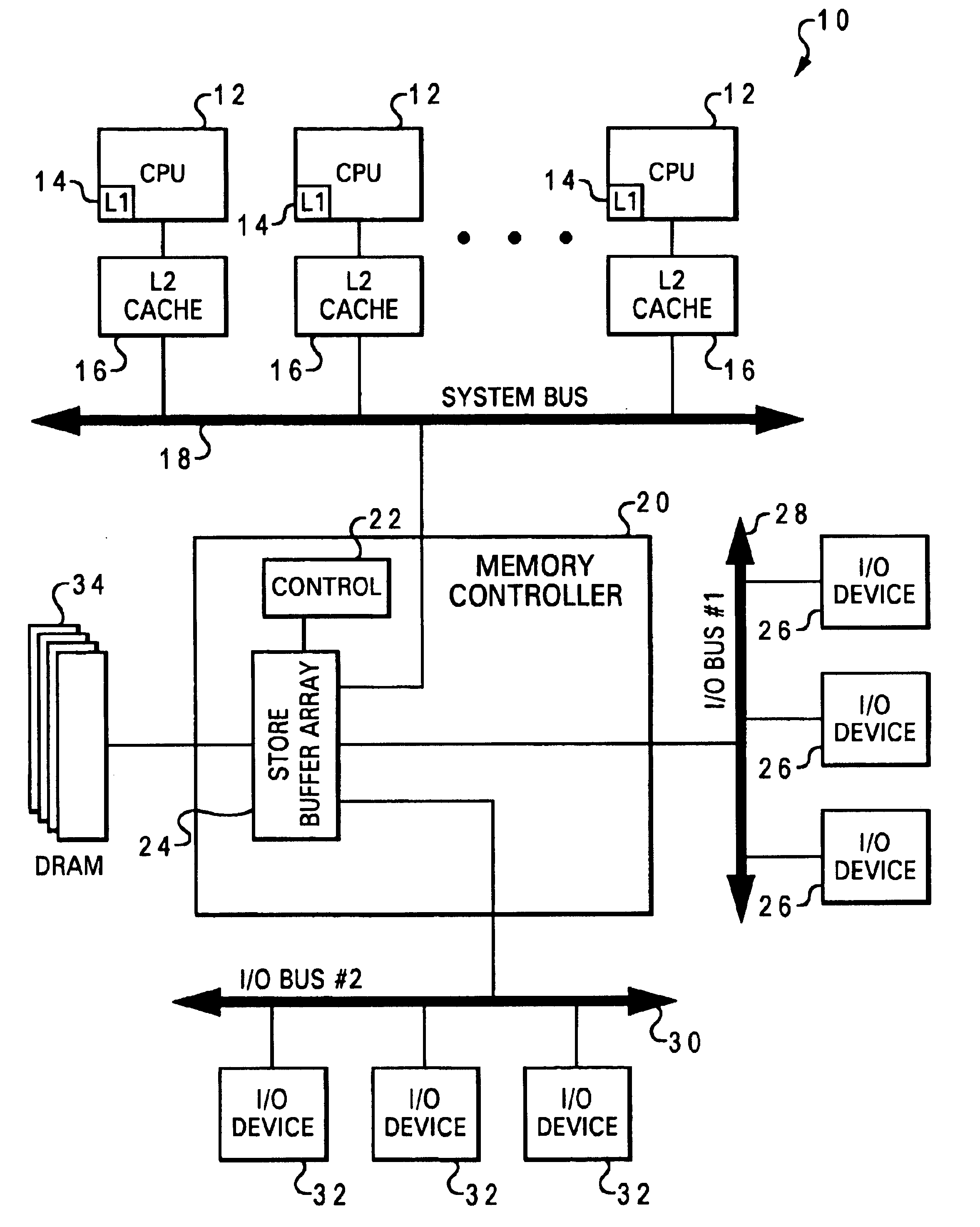 Method and apparatus for managing memory operations in a data processing system using a store buffer