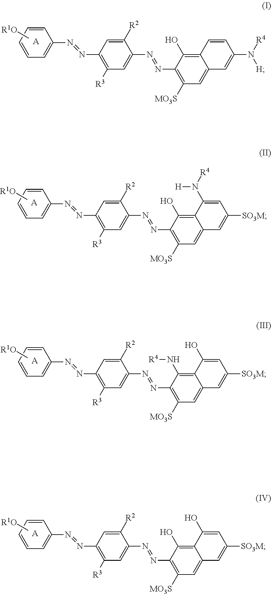 Bis-azo colorants for use as bluing agents