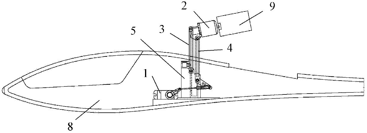 Auxiliary propeller folding mechanism of model airplane glider