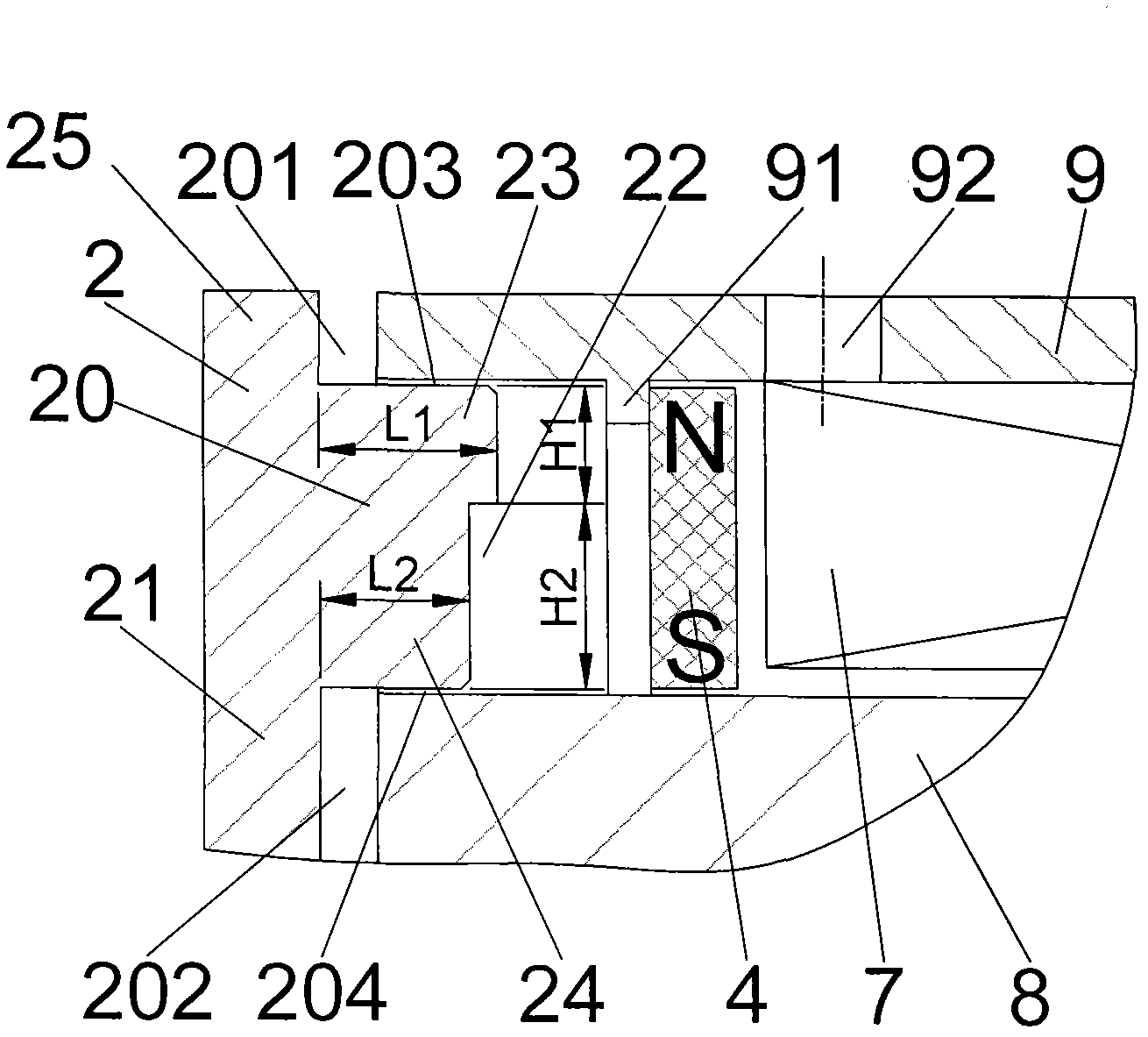 Stepped disc type ratio electromagnet