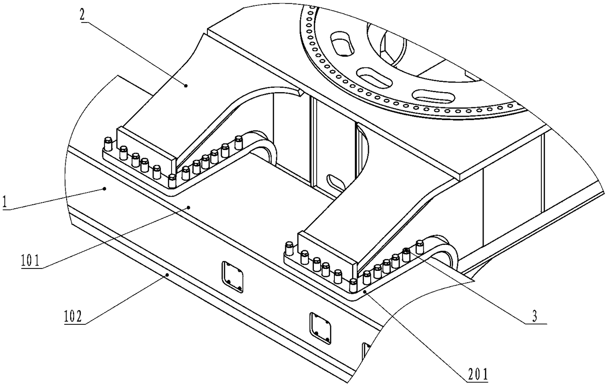 A construction machinery chassis connection structure