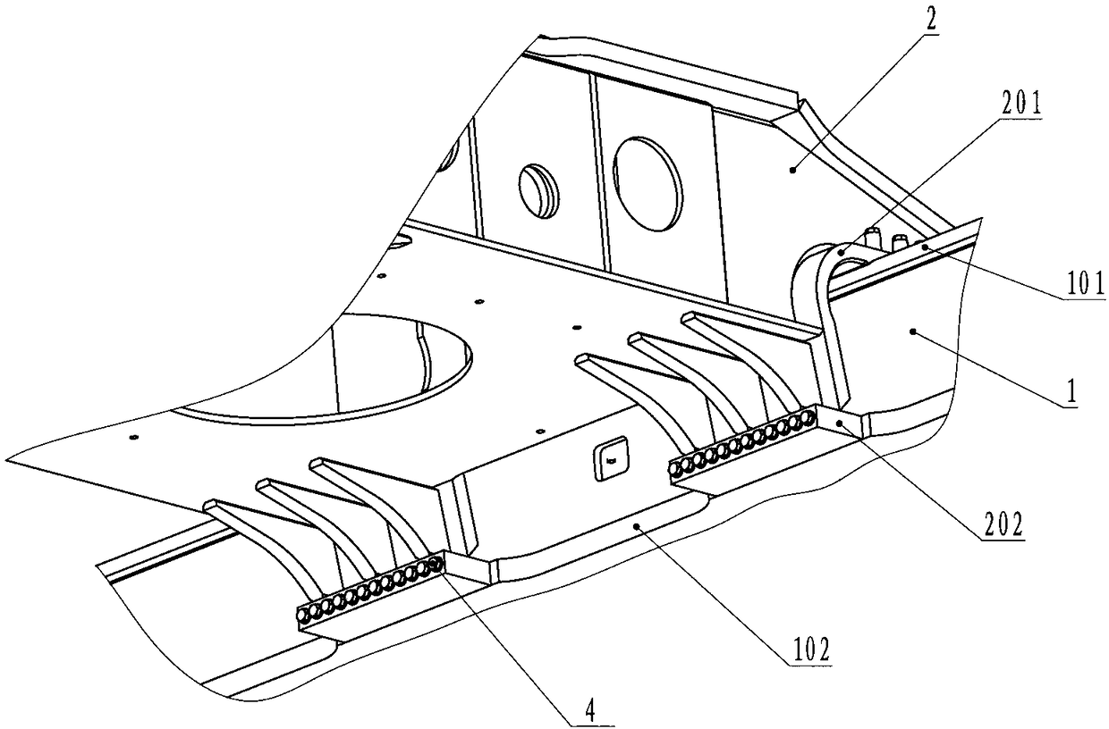 A construction machinery chassis connection structure