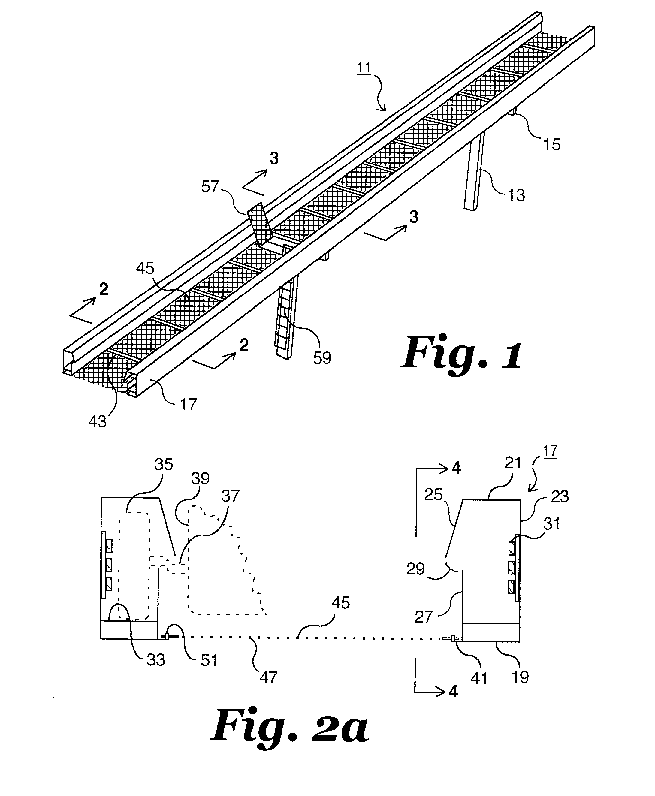 Elevated open-center transit guideway with open-mesh screen emergency walkway