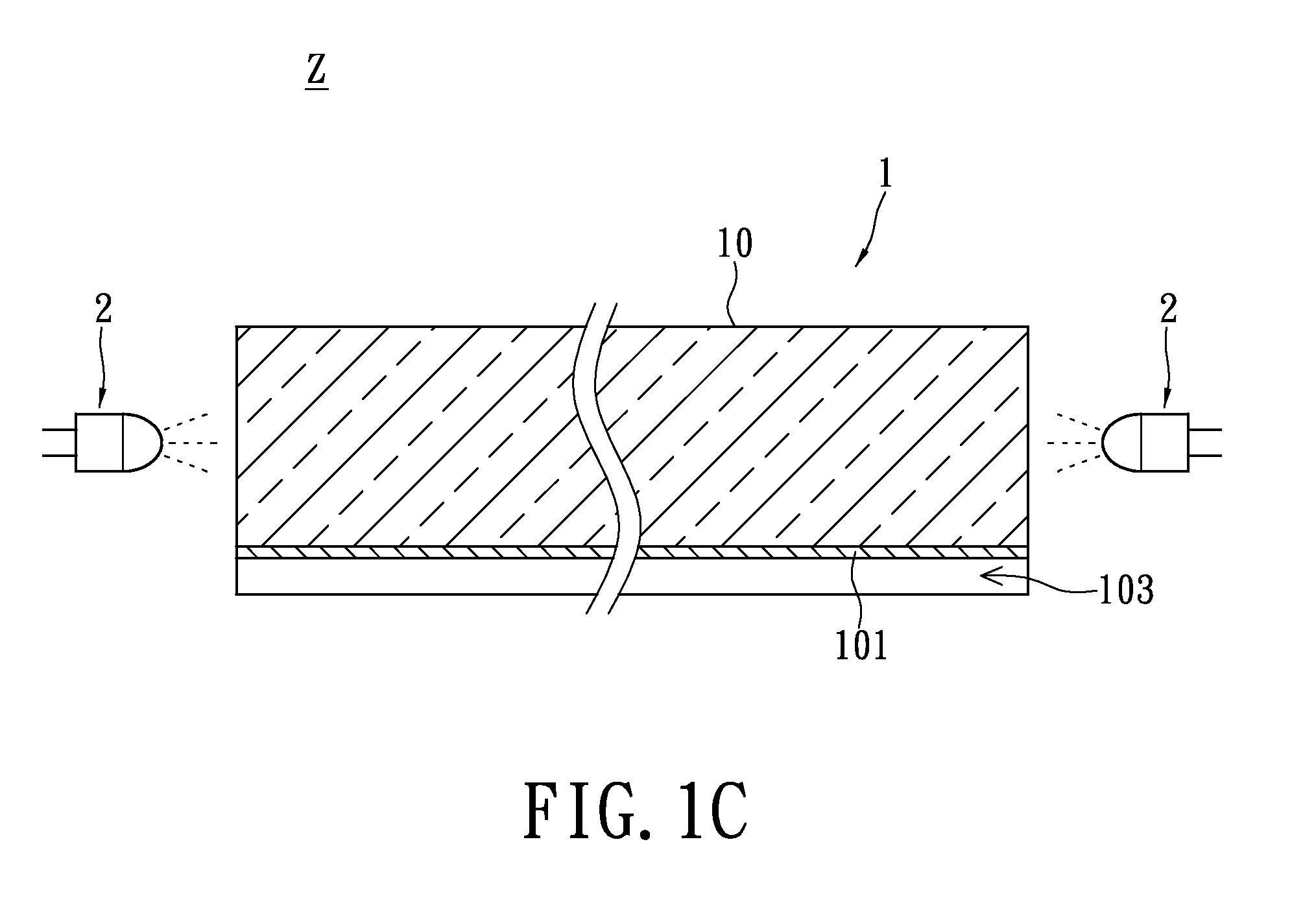 Light guiding light strip structure for cars and car light structure