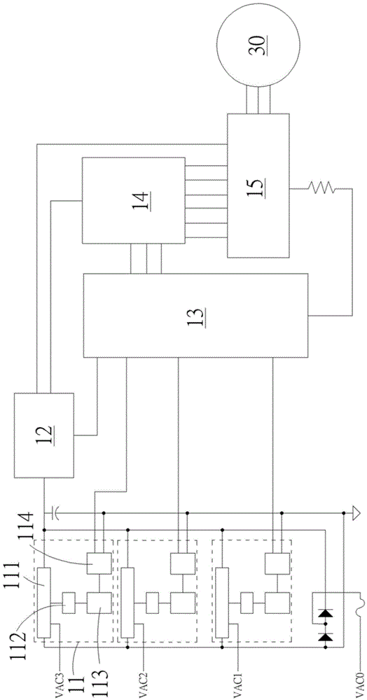 DC brushless motor control system capable of being used for AC power supply