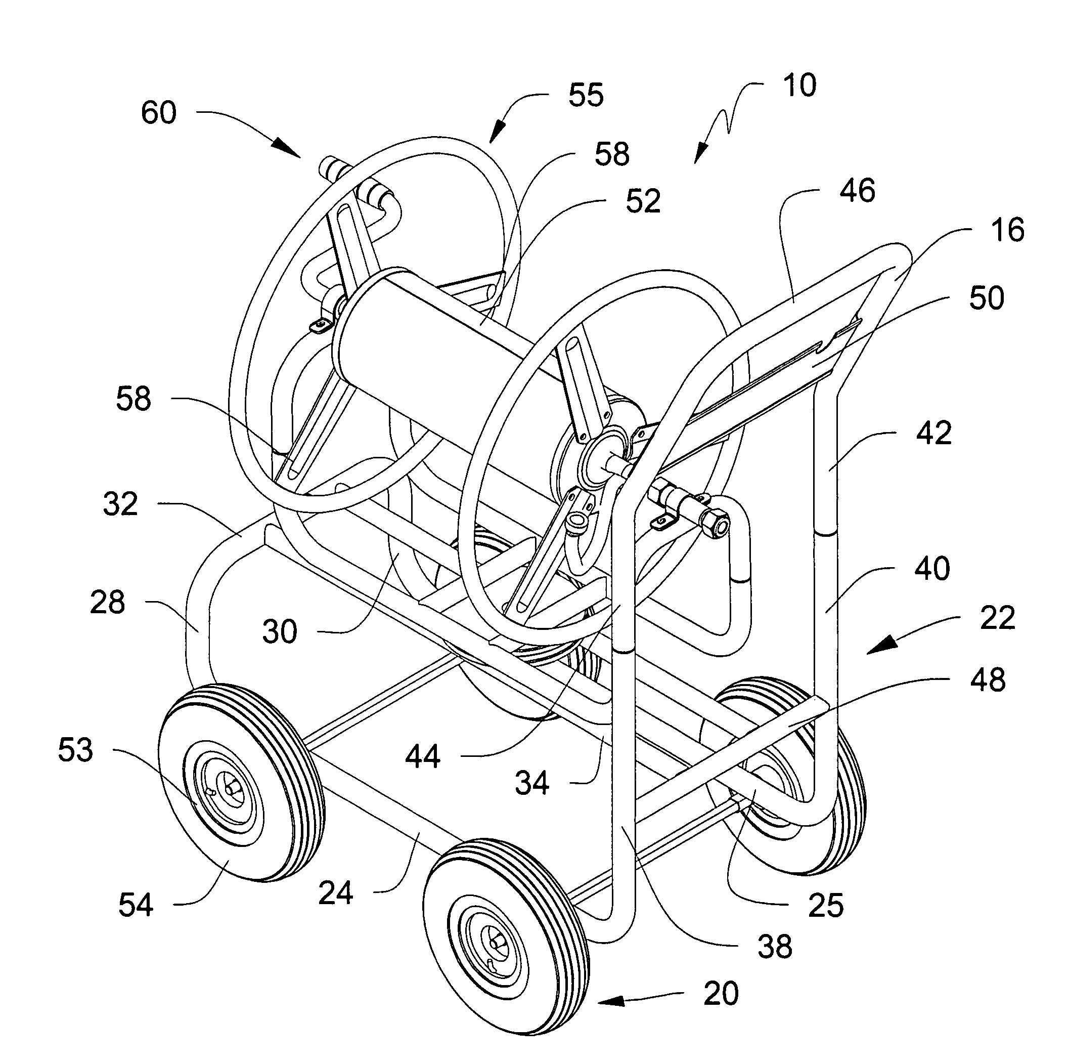 Swivel metal hose cart