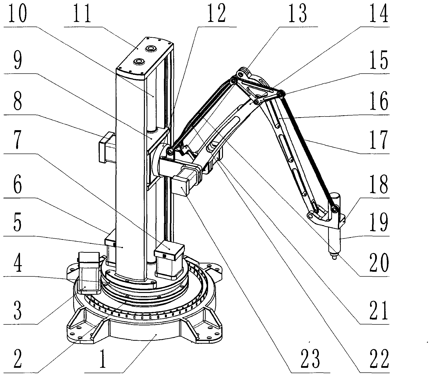 Rotary table upright type five-freedom-degree mixed-connecting spray painting robot