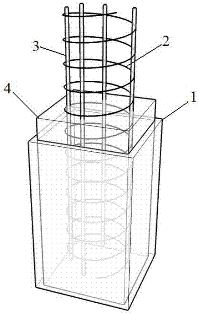 Concrete-filled square steel tubular column with built-in spiral stirrup