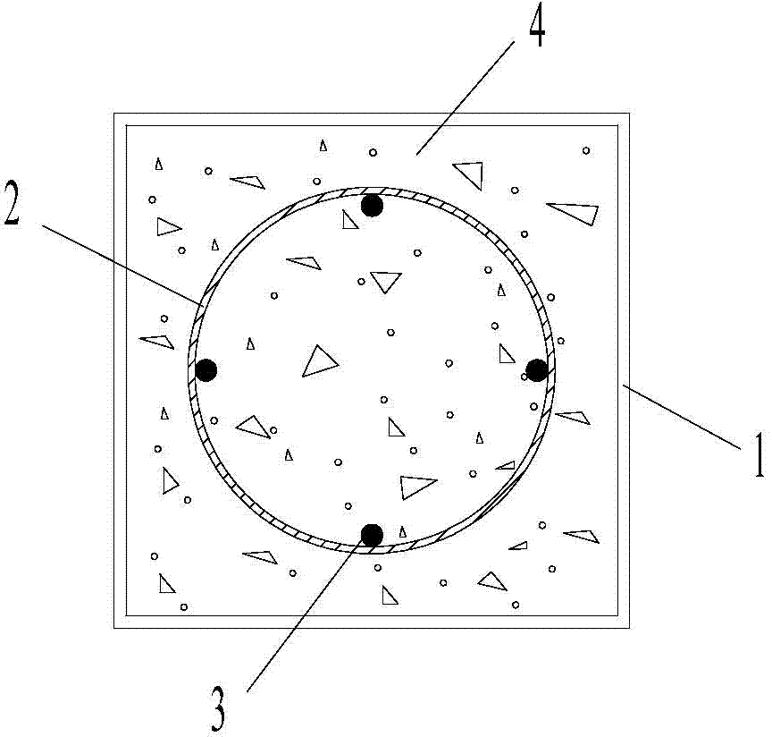 Concrete-filled square steel tubular column with built-in spiral stirrup