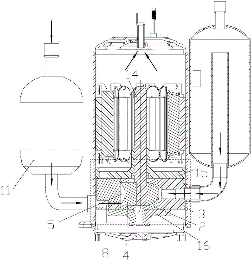 Single-cylinder enthalpy increase compressor and air conditioning system provided with same