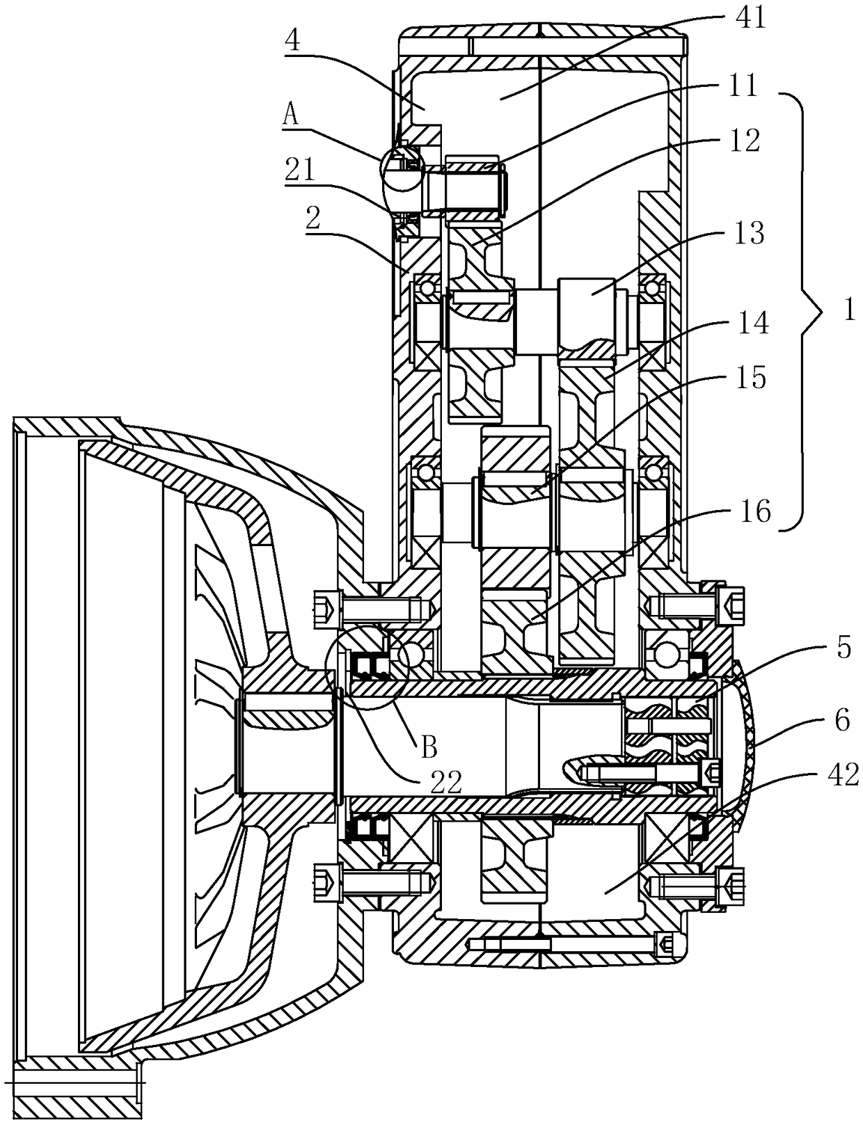 Low-speed driving device of electric block double-speed motor