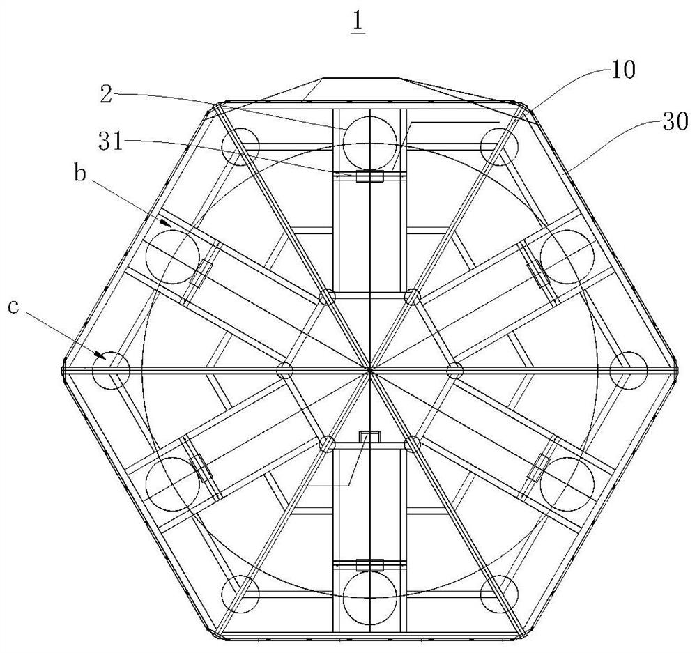 Pile stabilizing frame for pile sinking of offshore wind power batter pile group and pile sinking method