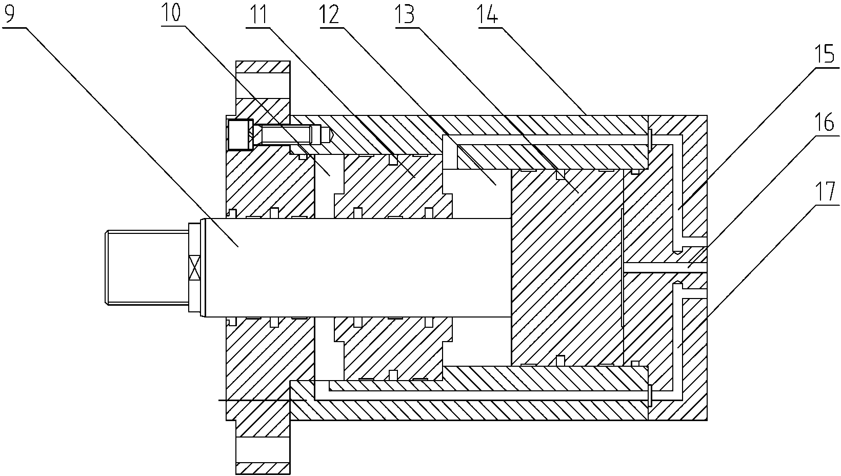 Double-piston hydraulic cylinder for winding drum of coiling machine