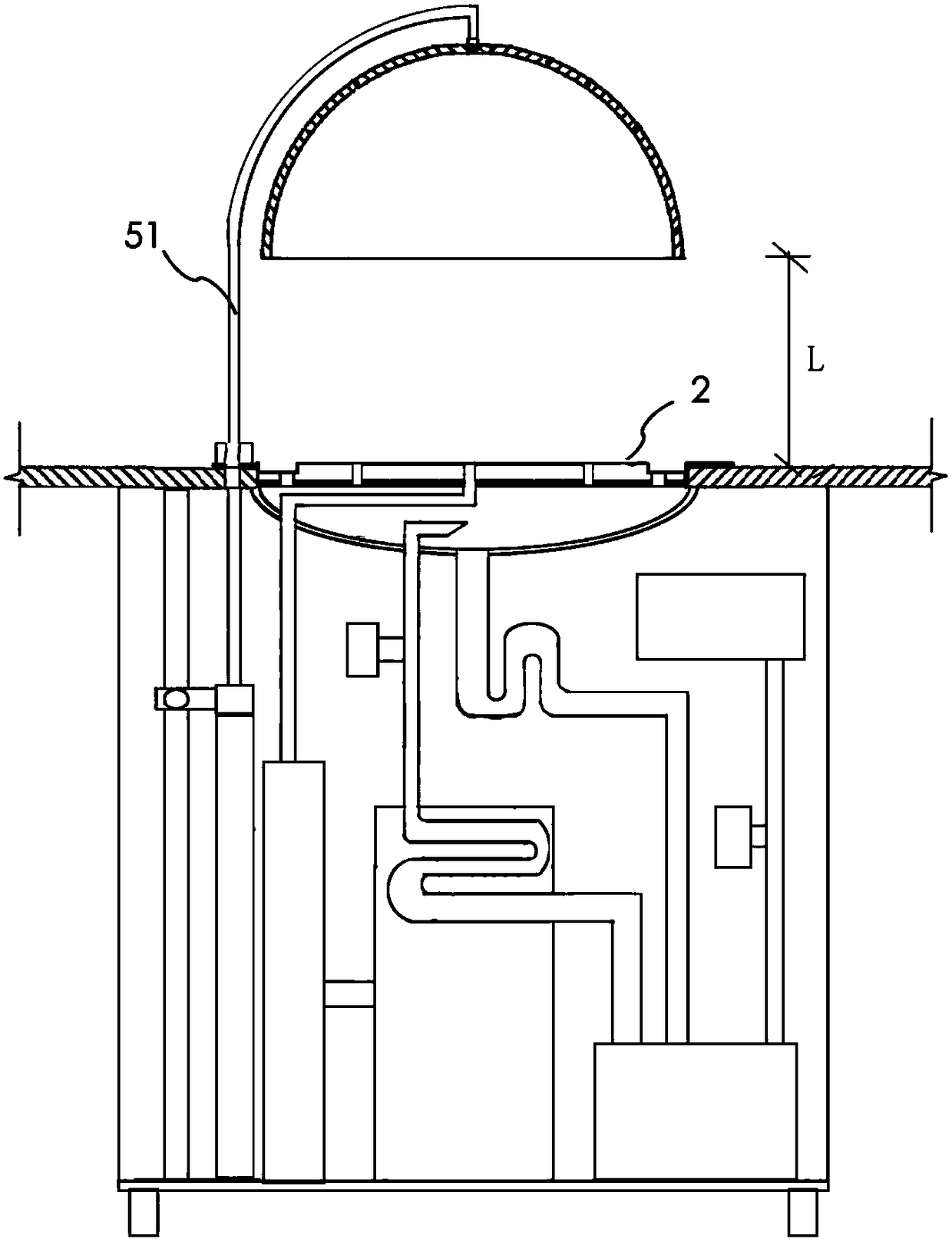 A dining table with a steamer