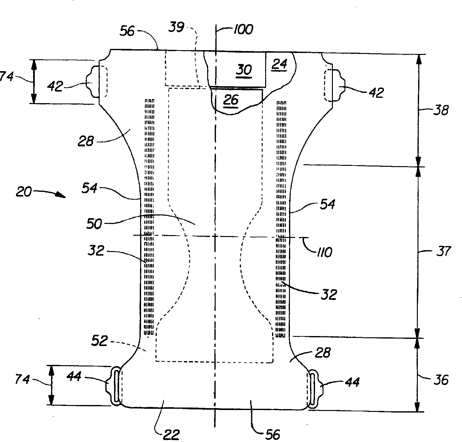 Absorbent article fastening device