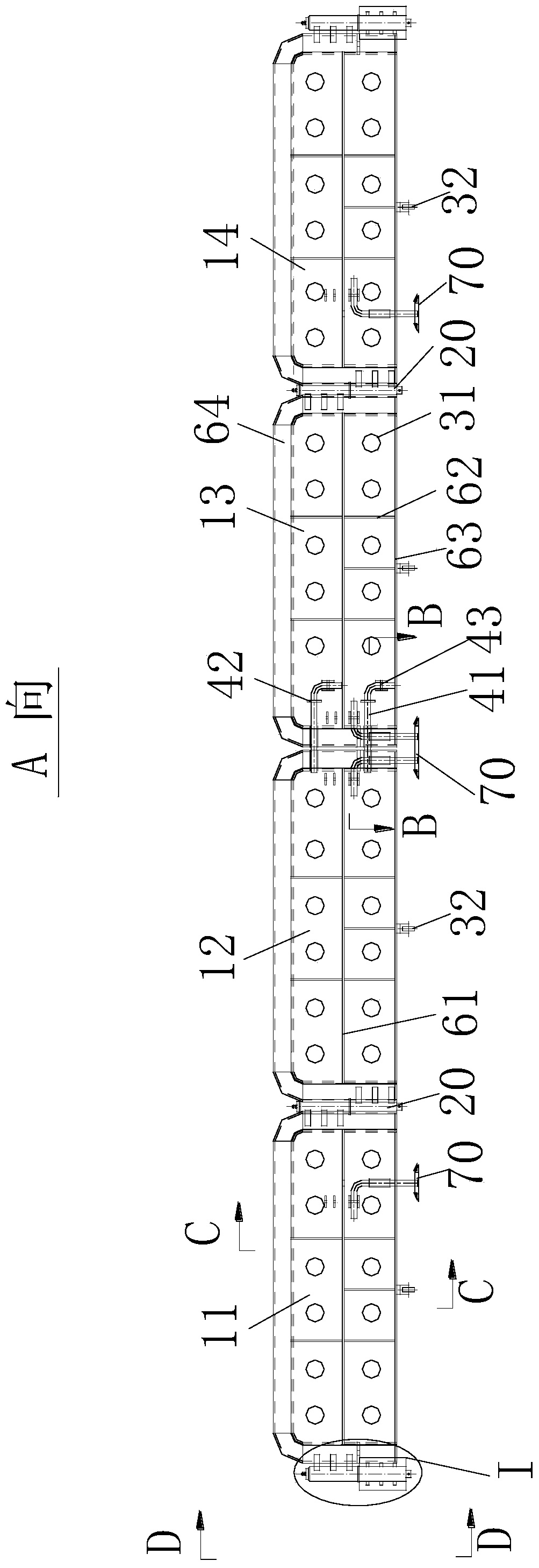 A slow-pressure anti-wave folding hinged door