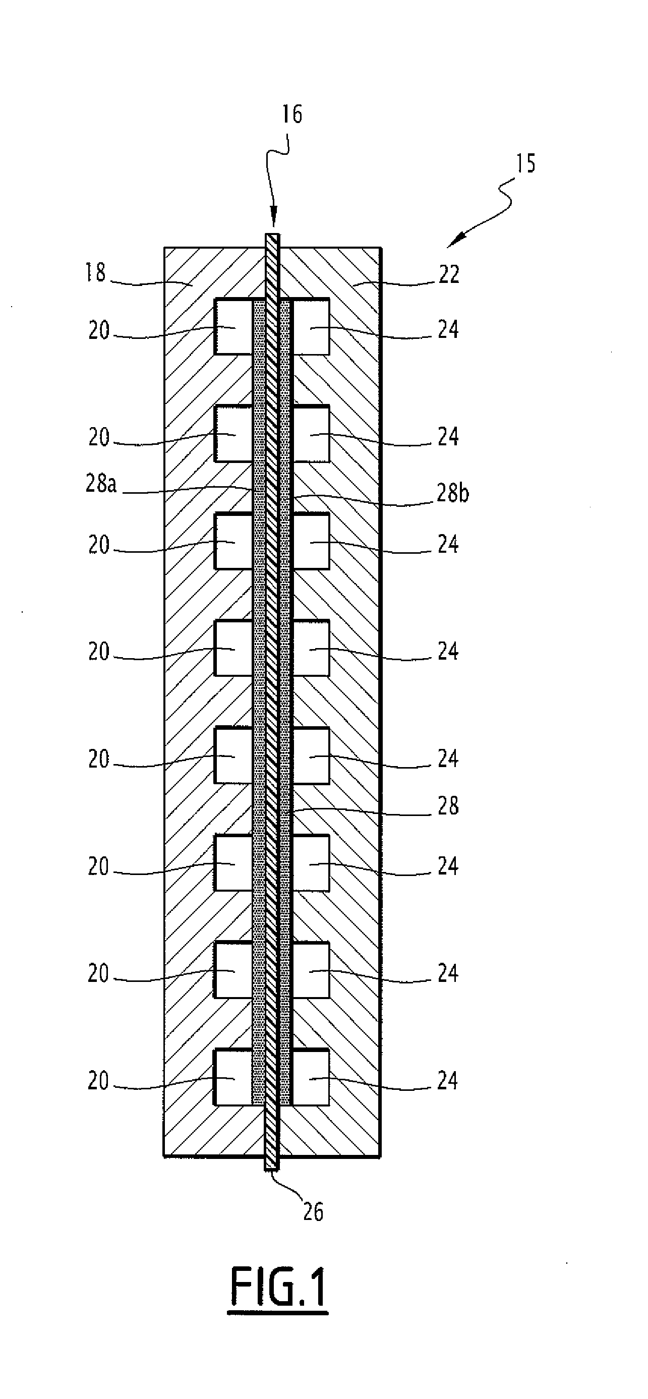 Battery comprising a plurality of elecrochemical cells and, for each cell, a device for controlling the voltage across the terminals of said cell