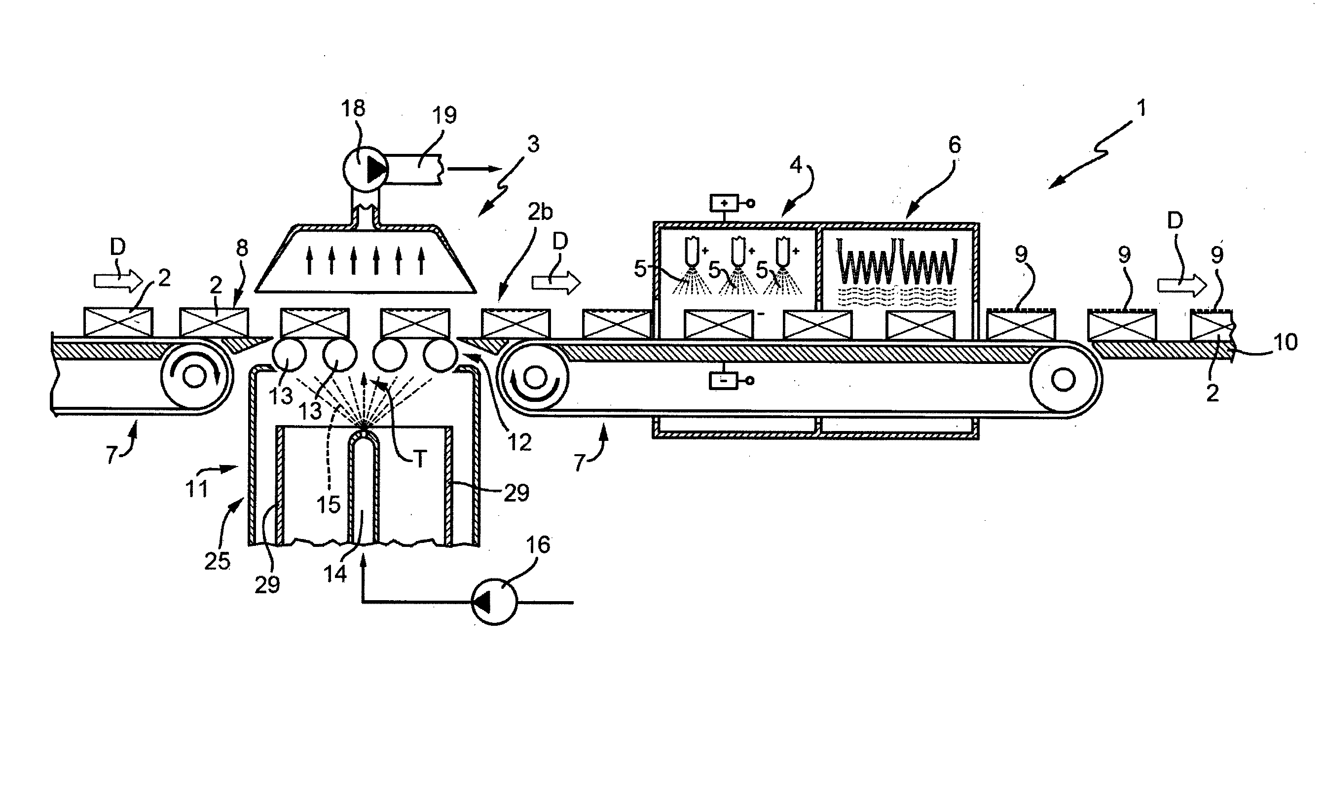 Powder coating (electrostatic painting) method and plant for non electrically conductive elements, and in particular brake pads