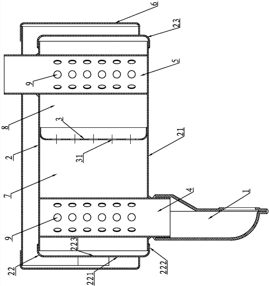 Diesel engine silencer of tension-free silencing chamber structure