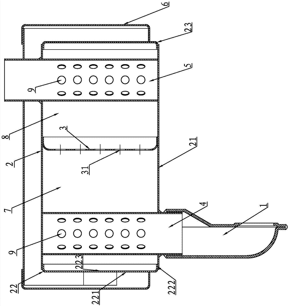 Diesel engine silencer of tension-free silencing chamber structure