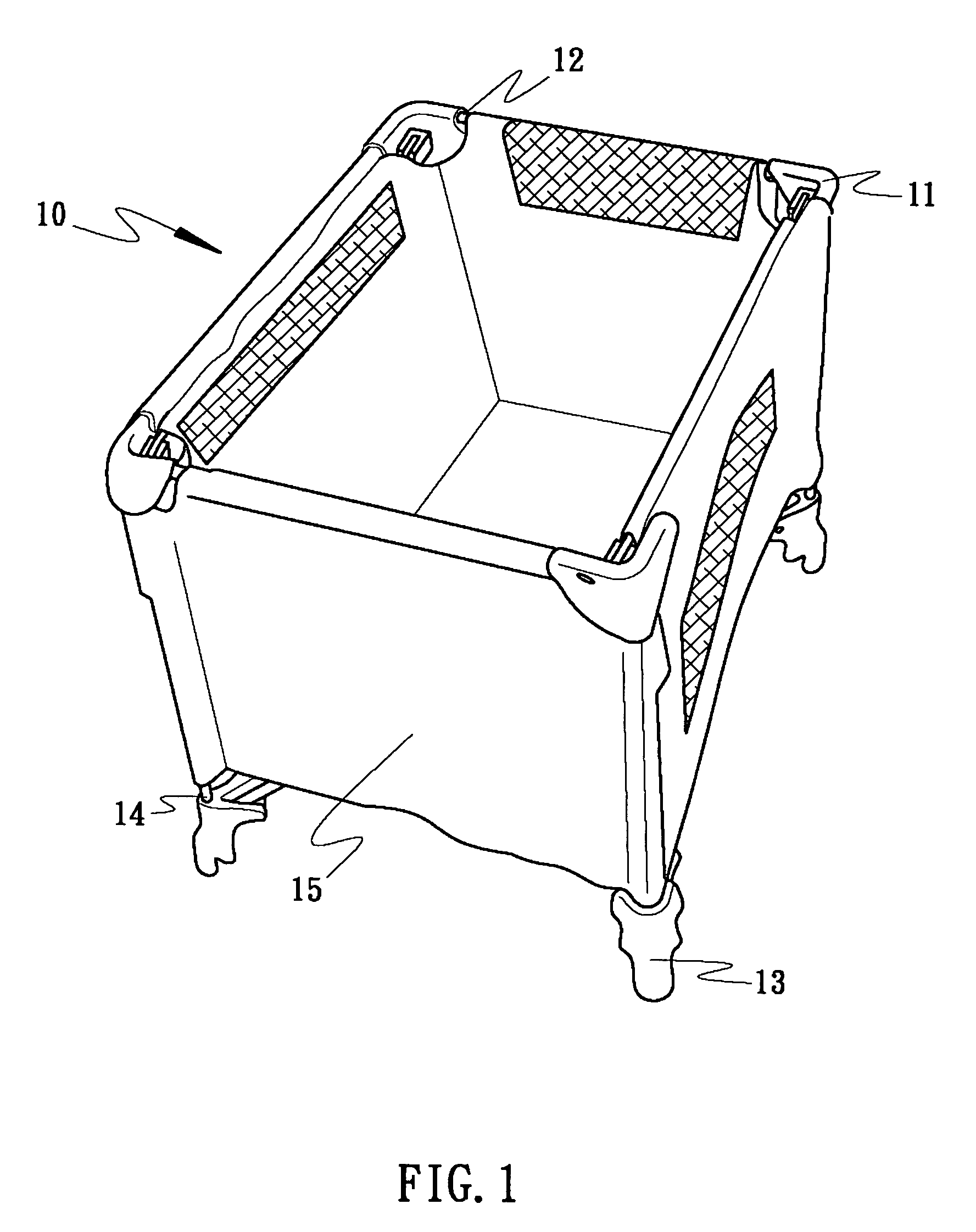 Fabric connecting structure for playyard