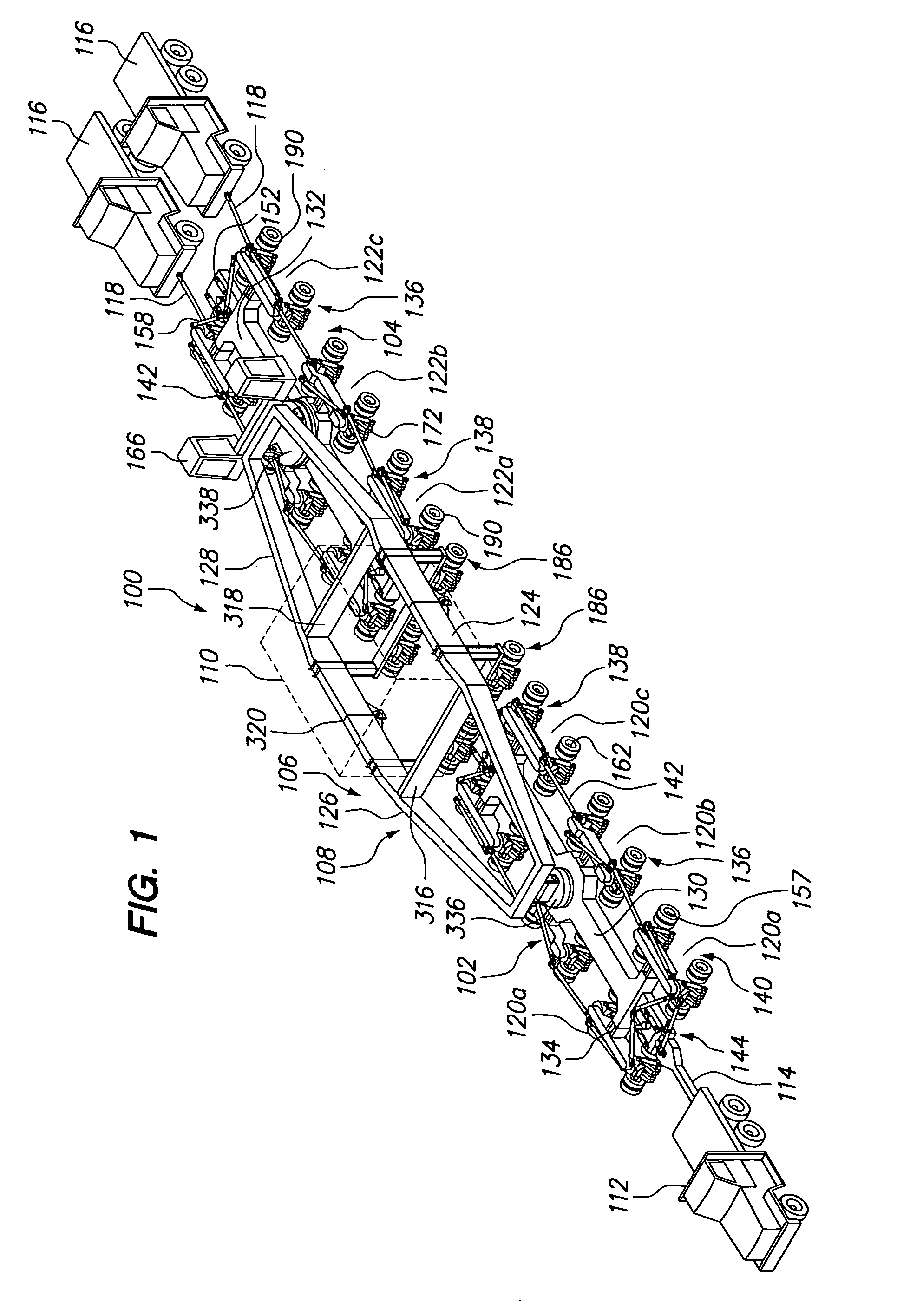 Dual lane multi-axle transport vehicle