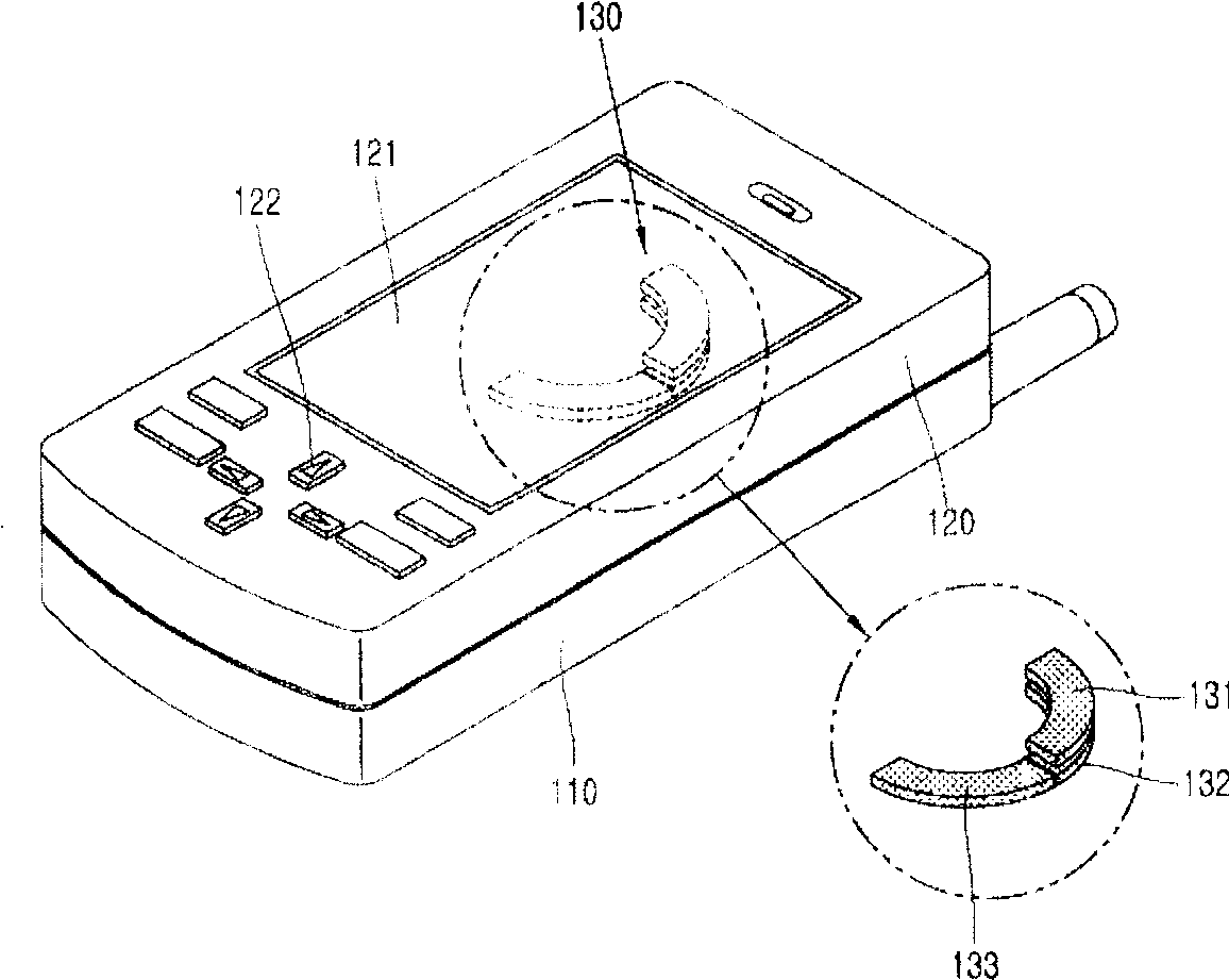 Portable terminal with magnetic rotating device