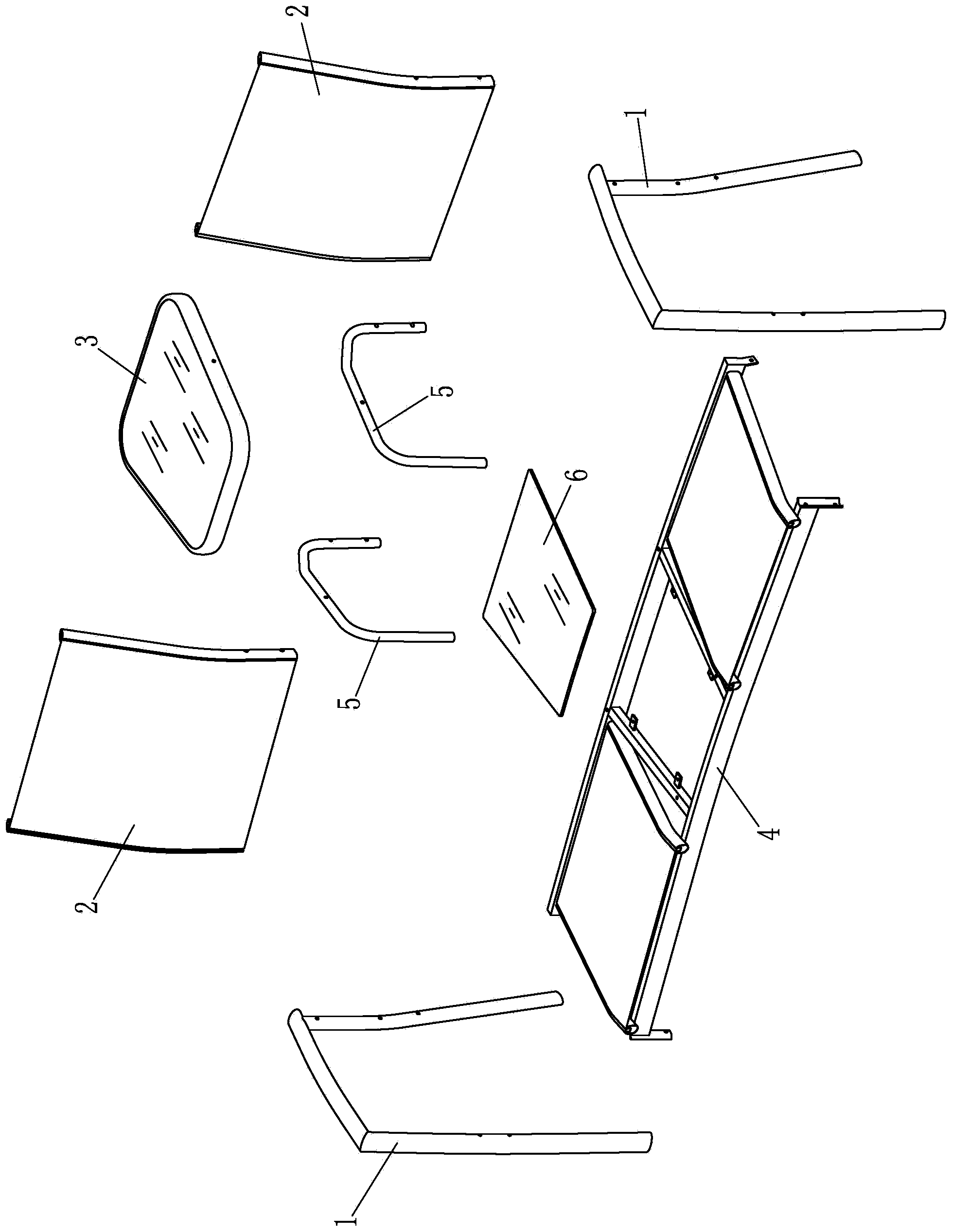 Tea table installation structure of double chair