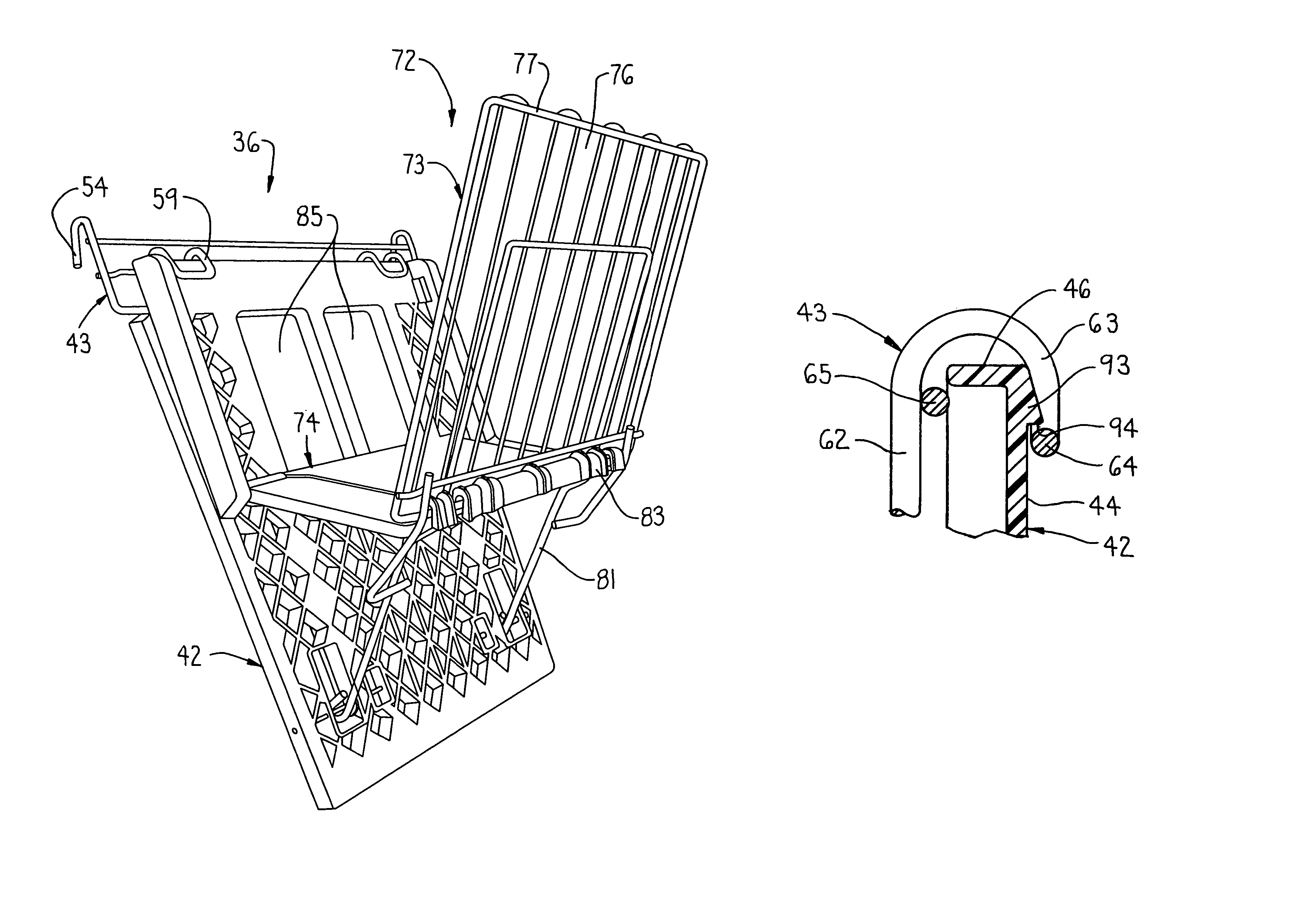 Rear gate assembly for shopping cart