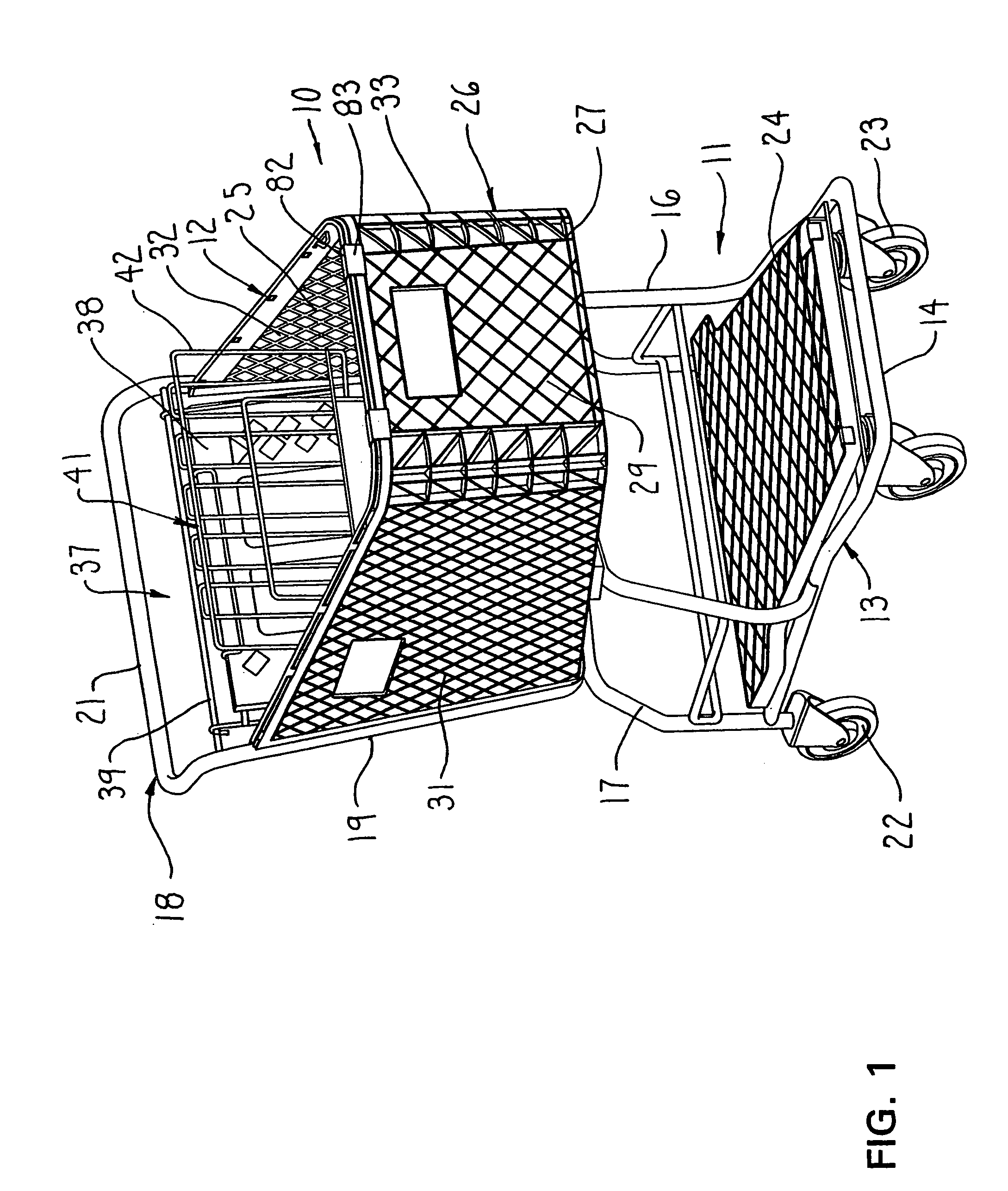 Rear gate assembly for shopping cart