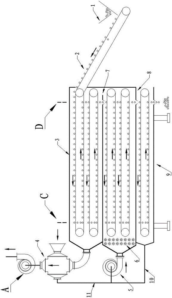 Tail heat recovery screen hole plate turnover type dryer