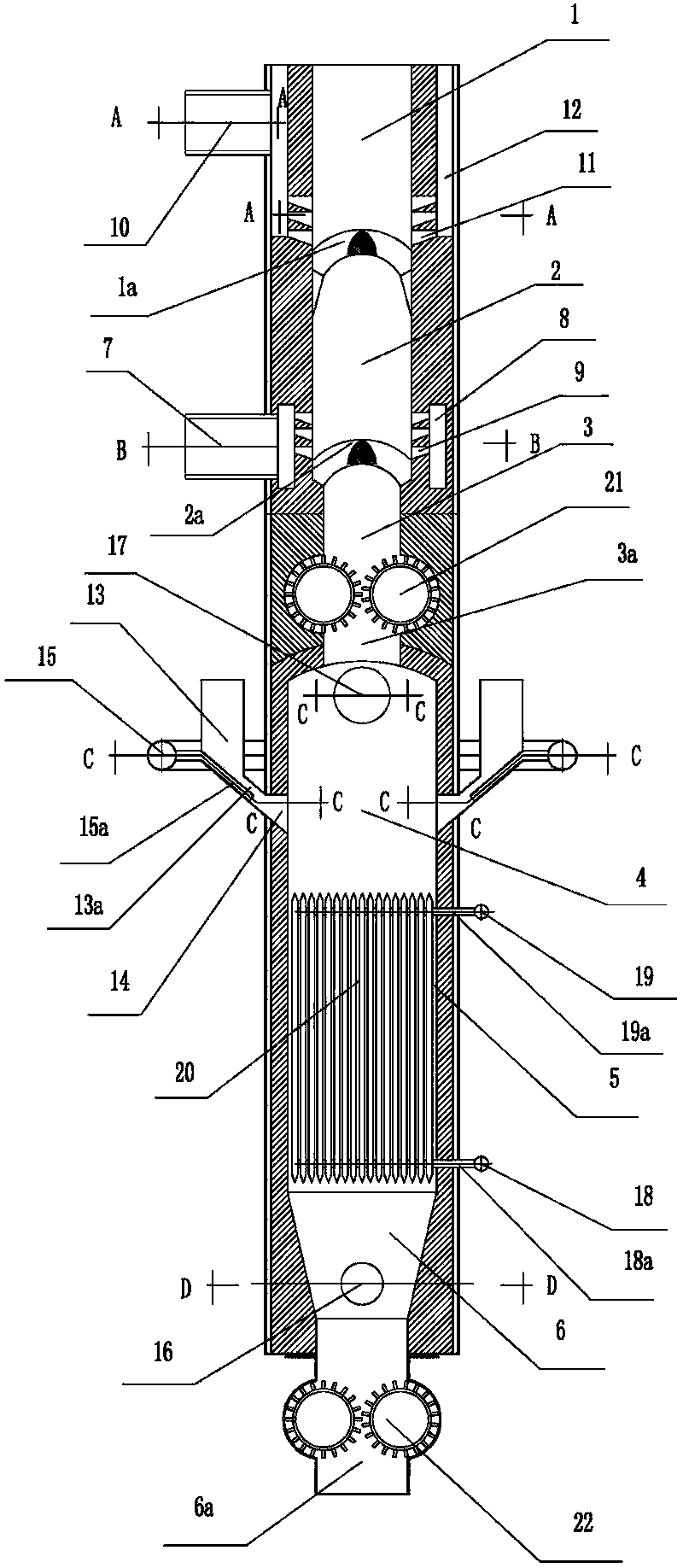 A dry distillation incinerator for oil shale dry distillation and shale semi-coke combustion