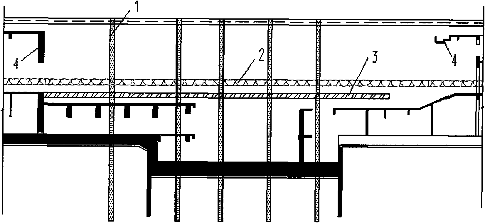 Frame type combined support-replacing system and construction method thereof