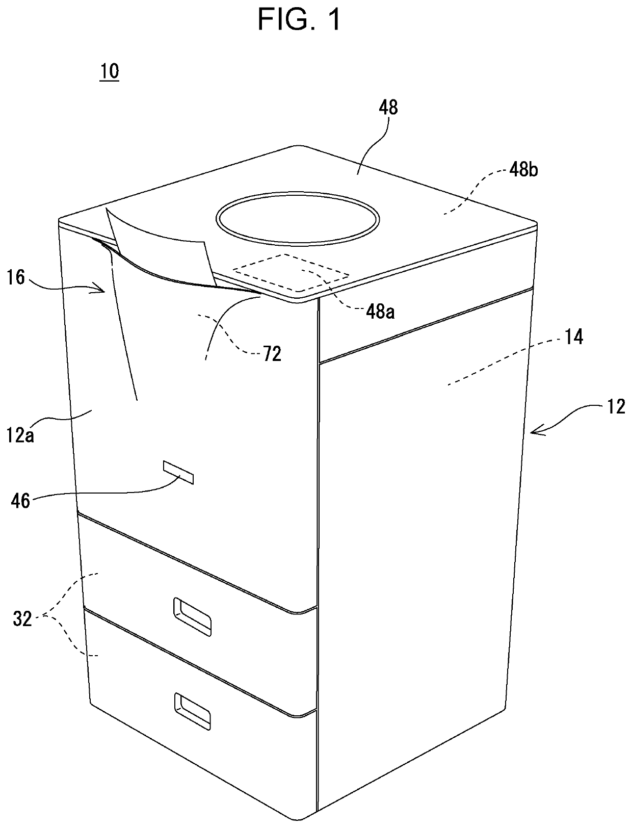 Image forming apparatus including a housing used as paper output tray