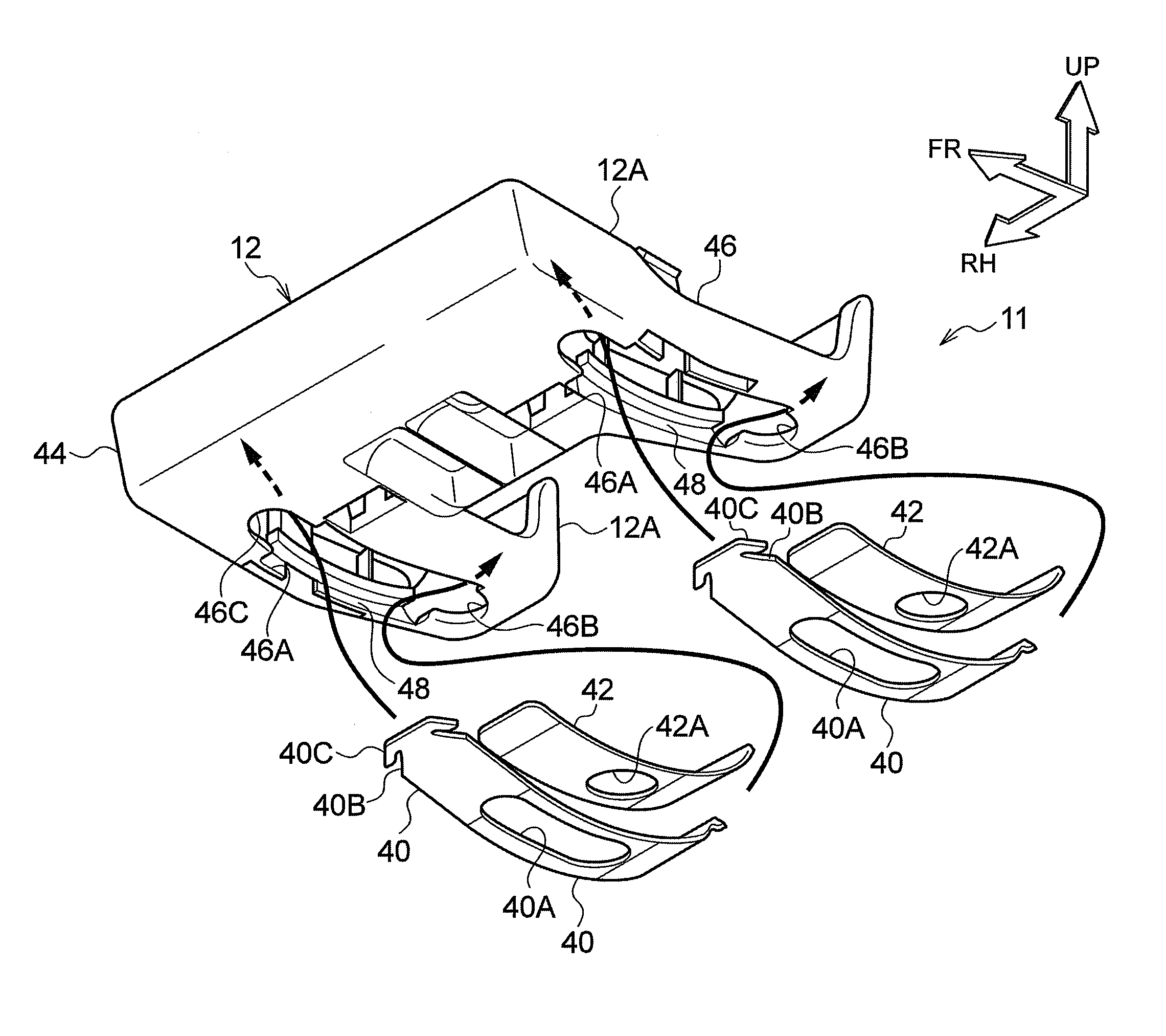 Headrest structure and headrest device