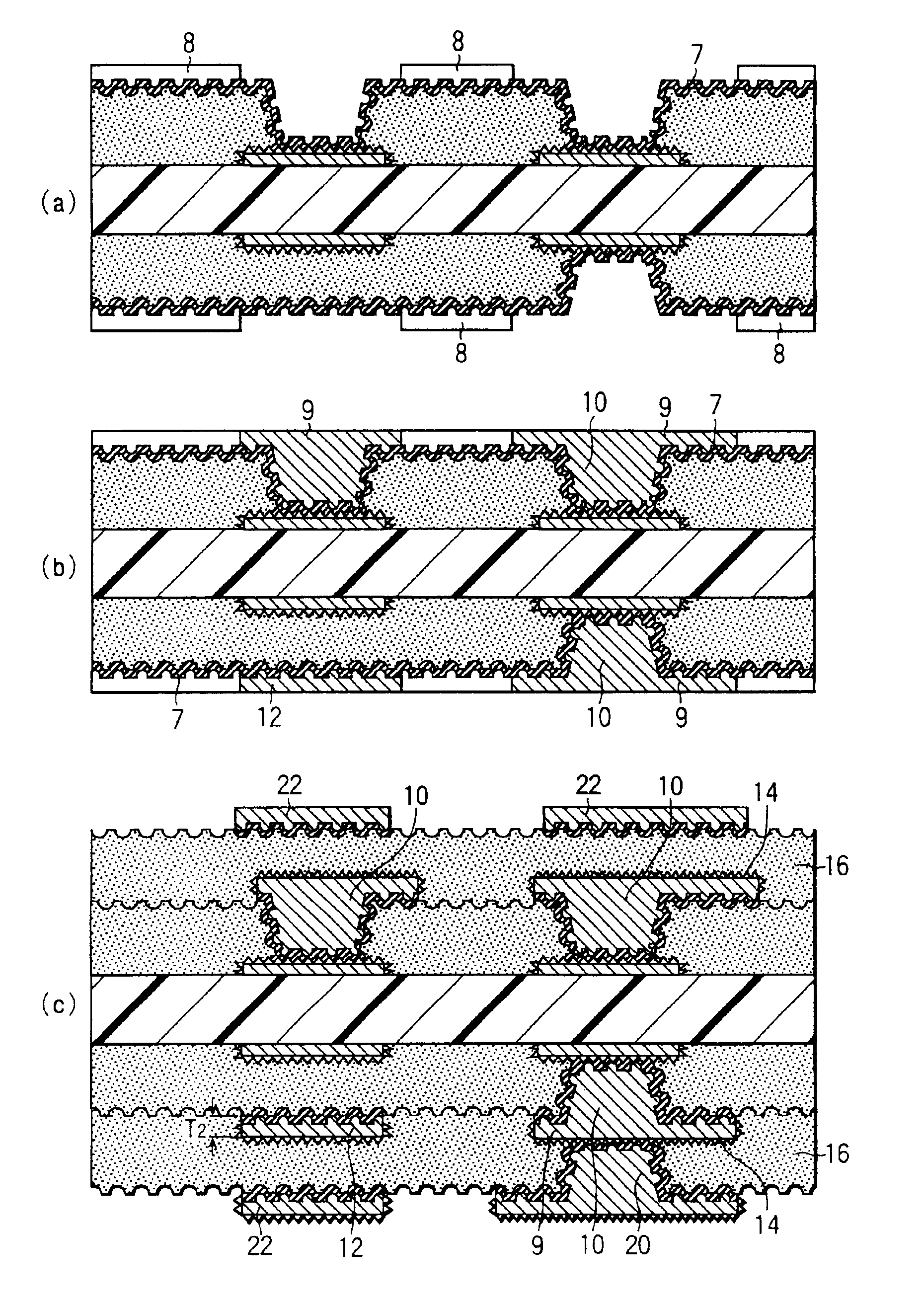 Multilayer printed wiring board having filled-via structure