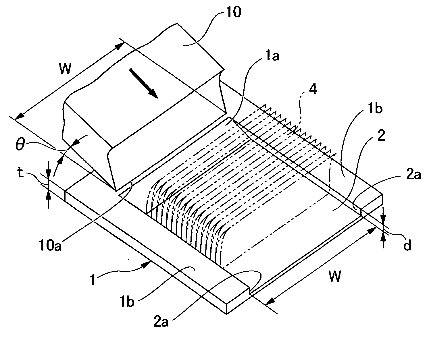 Method of forming a recess in a work