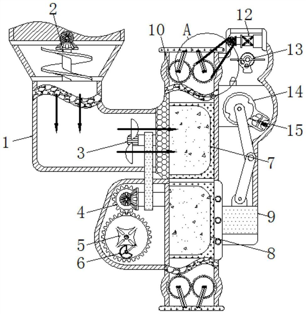 Device for solving problems of dust flying during rubber treatment and inconvenience in replacement of storage boxes