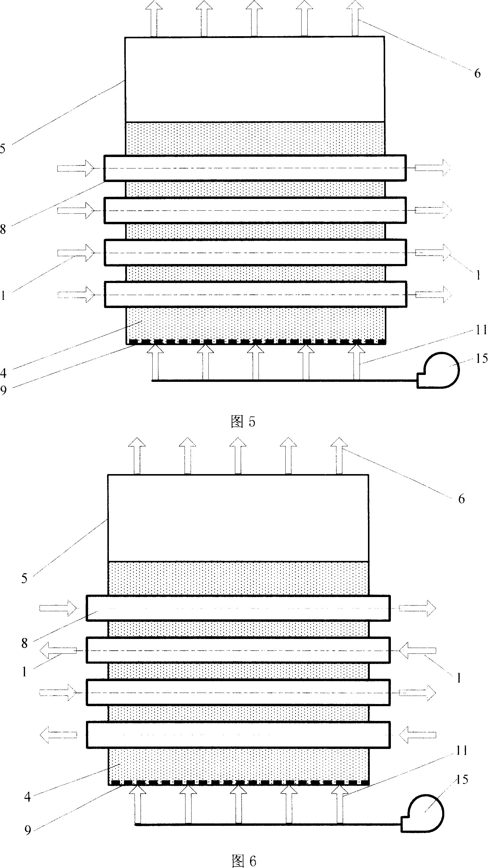 Buried tube type bubbling bed direct carbon fuel cell