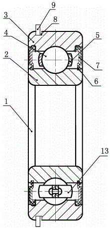 Deep groove ball bearing with stop ring