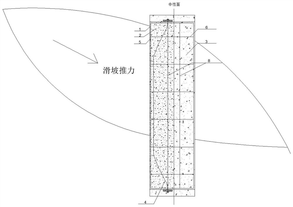 High-toughness functionally graded material slide-resistant pile and construction method