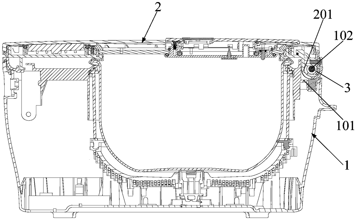 Rice cooker hinge structure and rice cooker