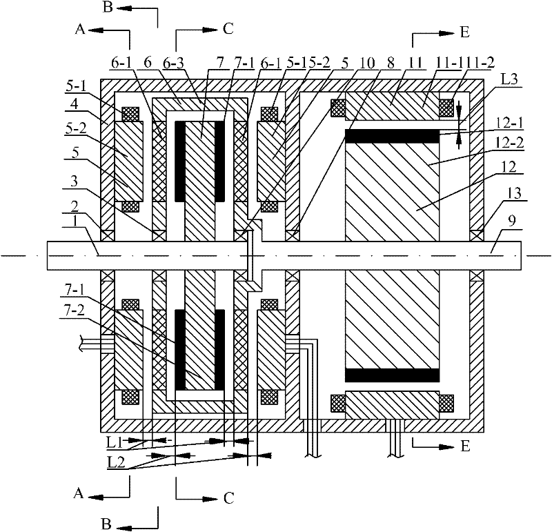 Axial-radial magnetic field modulation type brushless composite structural motor