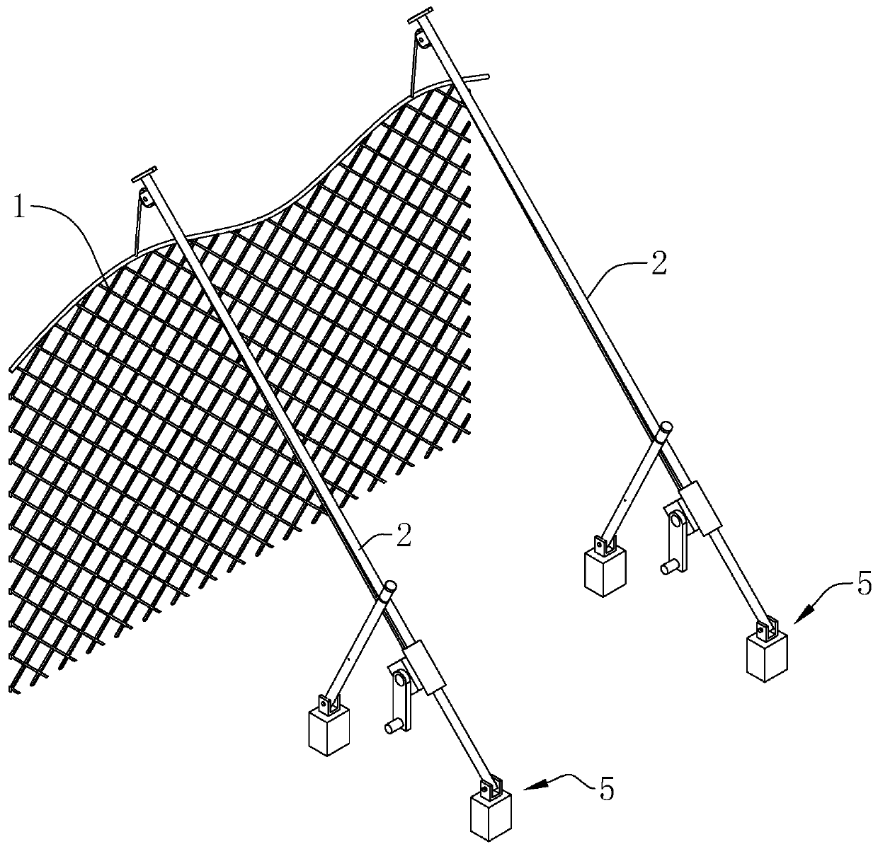 A support device for a protective net of a ski resort