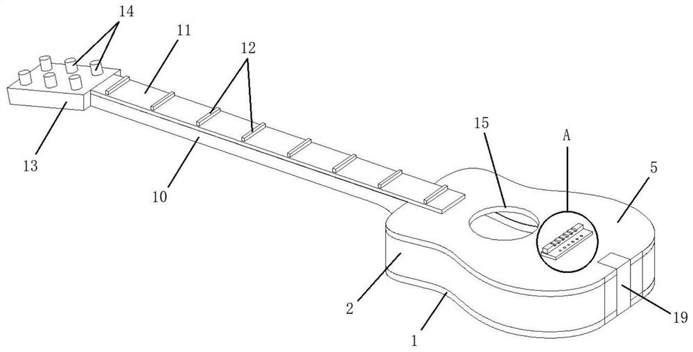 Guitar, guitar body and preparation method thereof