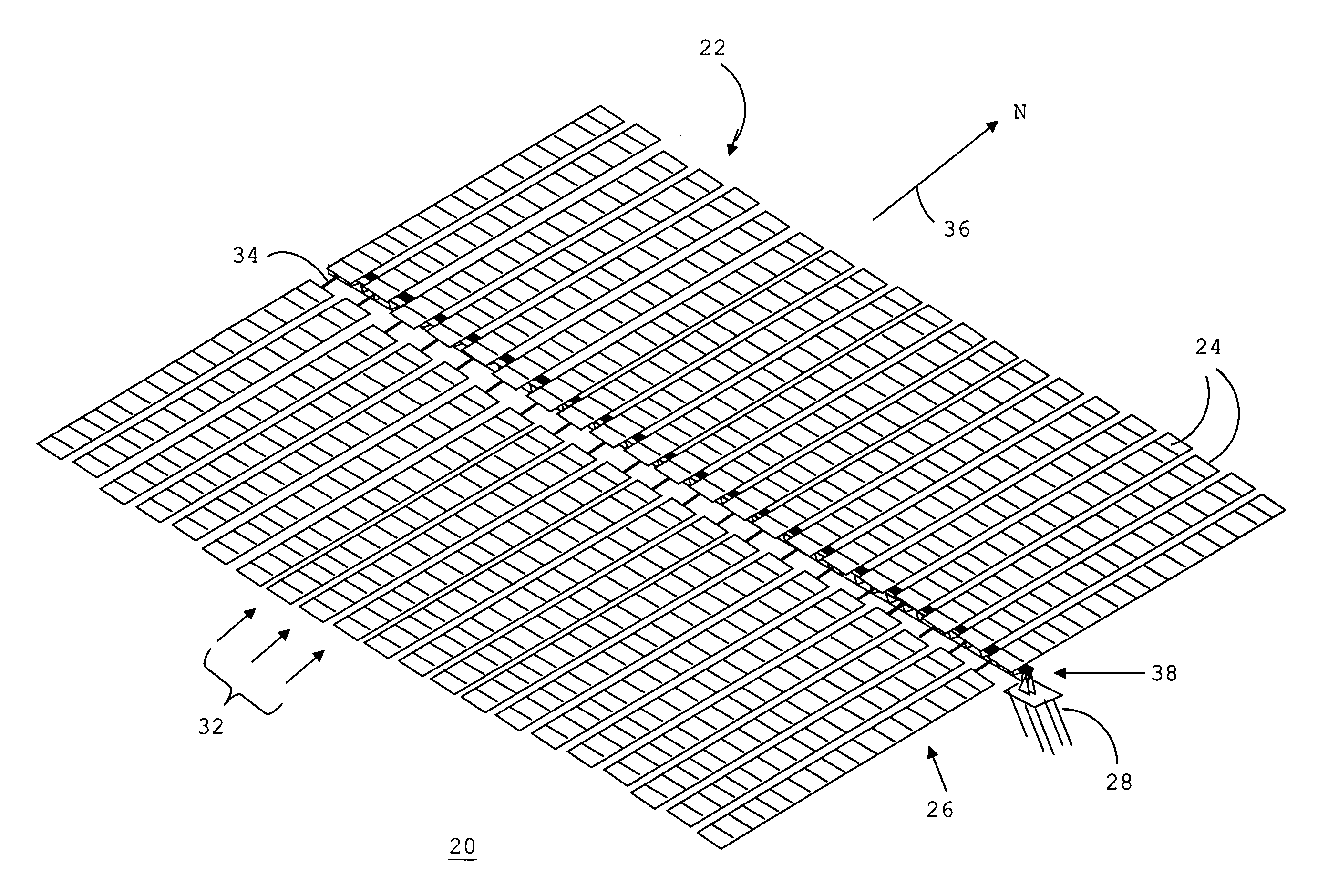 Structure for supporting energy conversion modules and solar energy collection system