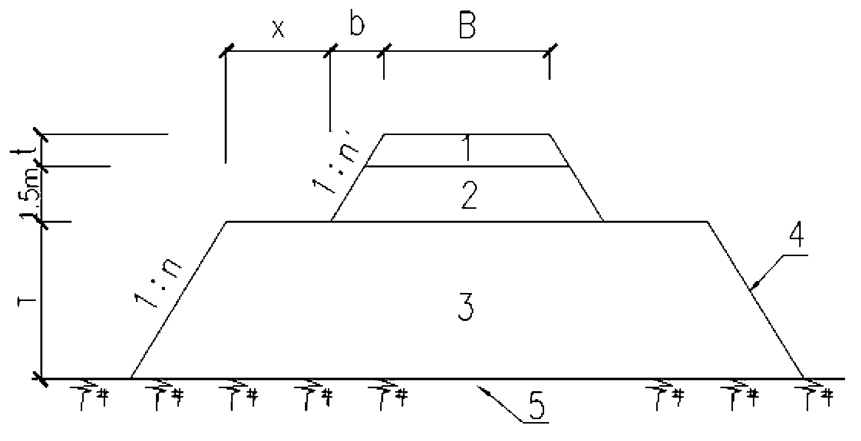 Method for constructing multi-thickness rockfill embankment with lateral confinement and layering functions