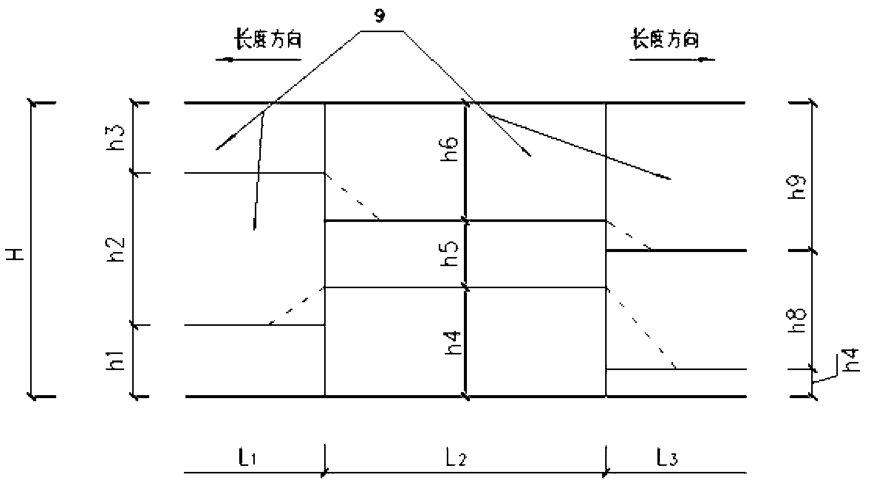 Method for constructing multi-thickness rockfill embankment with lateral confinement and layering functions