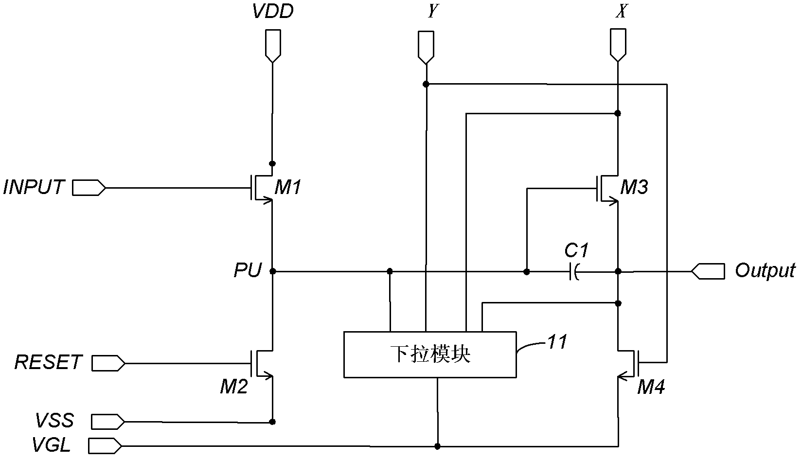 Circuit of gate drive on array, shift register and display screen